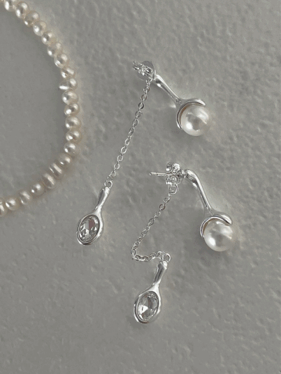 [무배]silver 92.5 드로빙 펄 귀걸이/은침