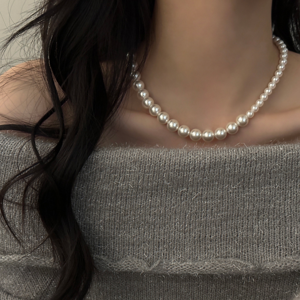 two size layerd pearl necklace
