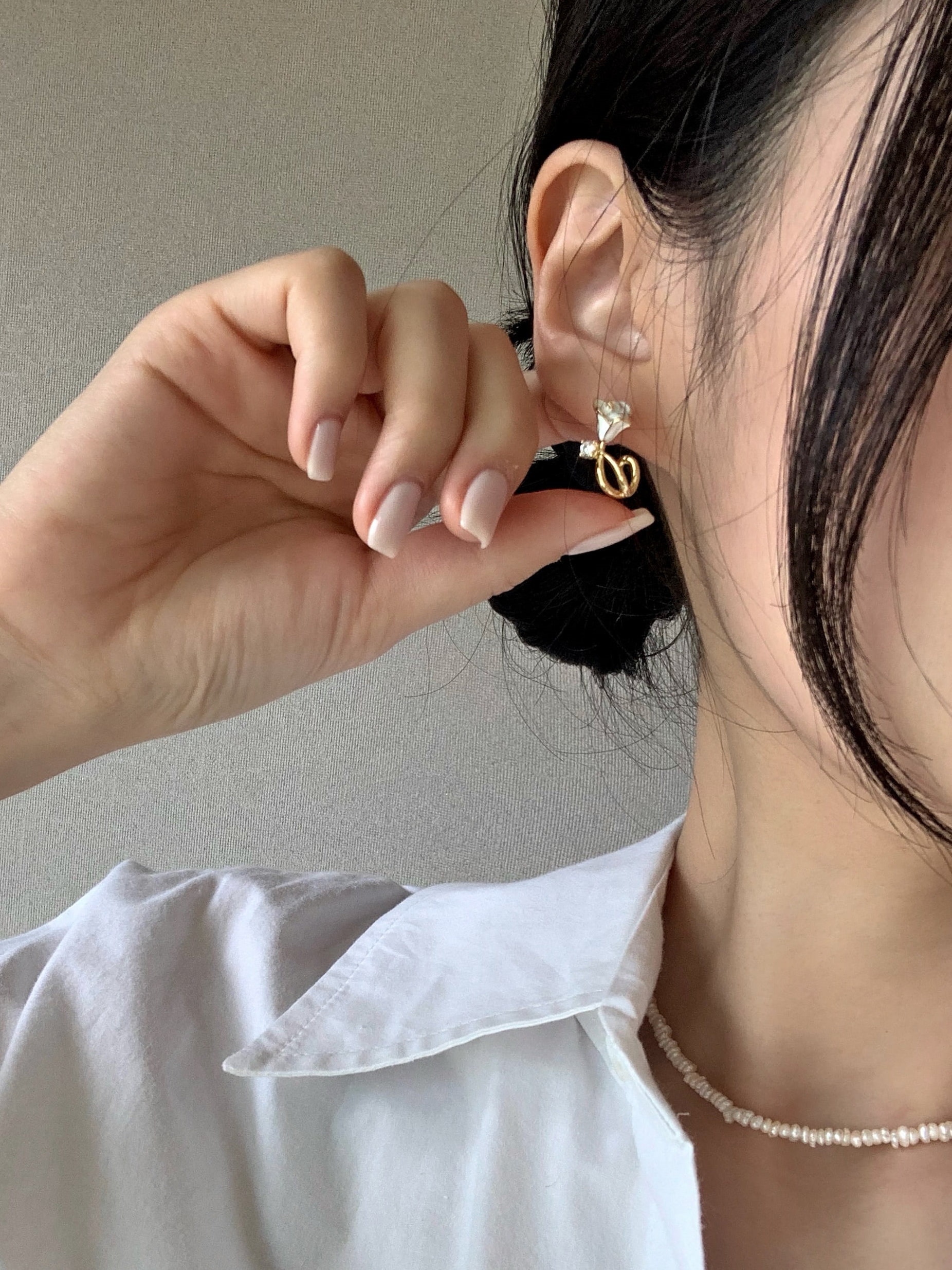 [무배]Rose ring 귀걸이/은침