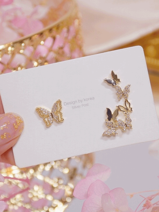 [무배]나비 향연 귀걸이/은침